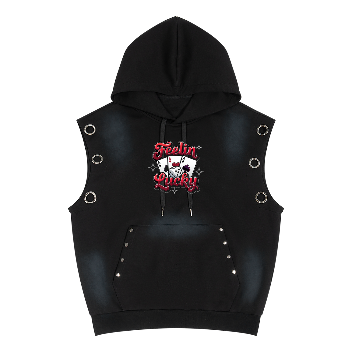 Ace of Spades Unisex Vintage Wash Sun Fade Sleeveless Hoodie