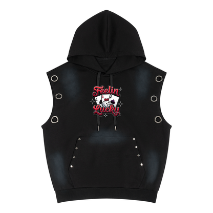 Ace of Spades Unisex Vintage Wash Sun Fade Sleeveless Hoodie