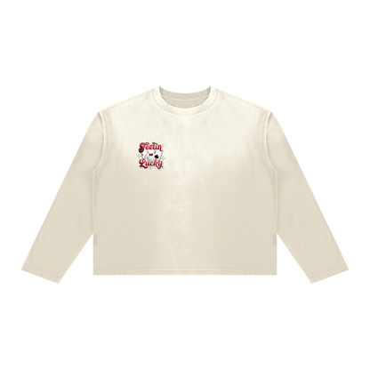 Feeling Lucky Unisex Sunfade Boxy Long Sleeve T-Shirt