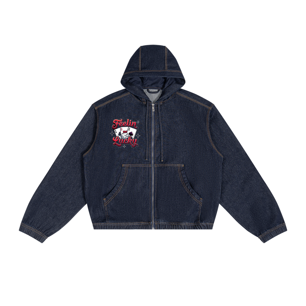 Feeling Lucky Men's Boxy Vintage Wash Hooded Denim Jacket