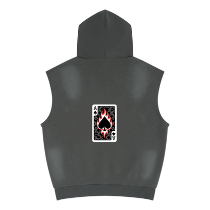 Ace of Spades Unisex Vintage Wash Sun Fade Sleeveless Hoodie