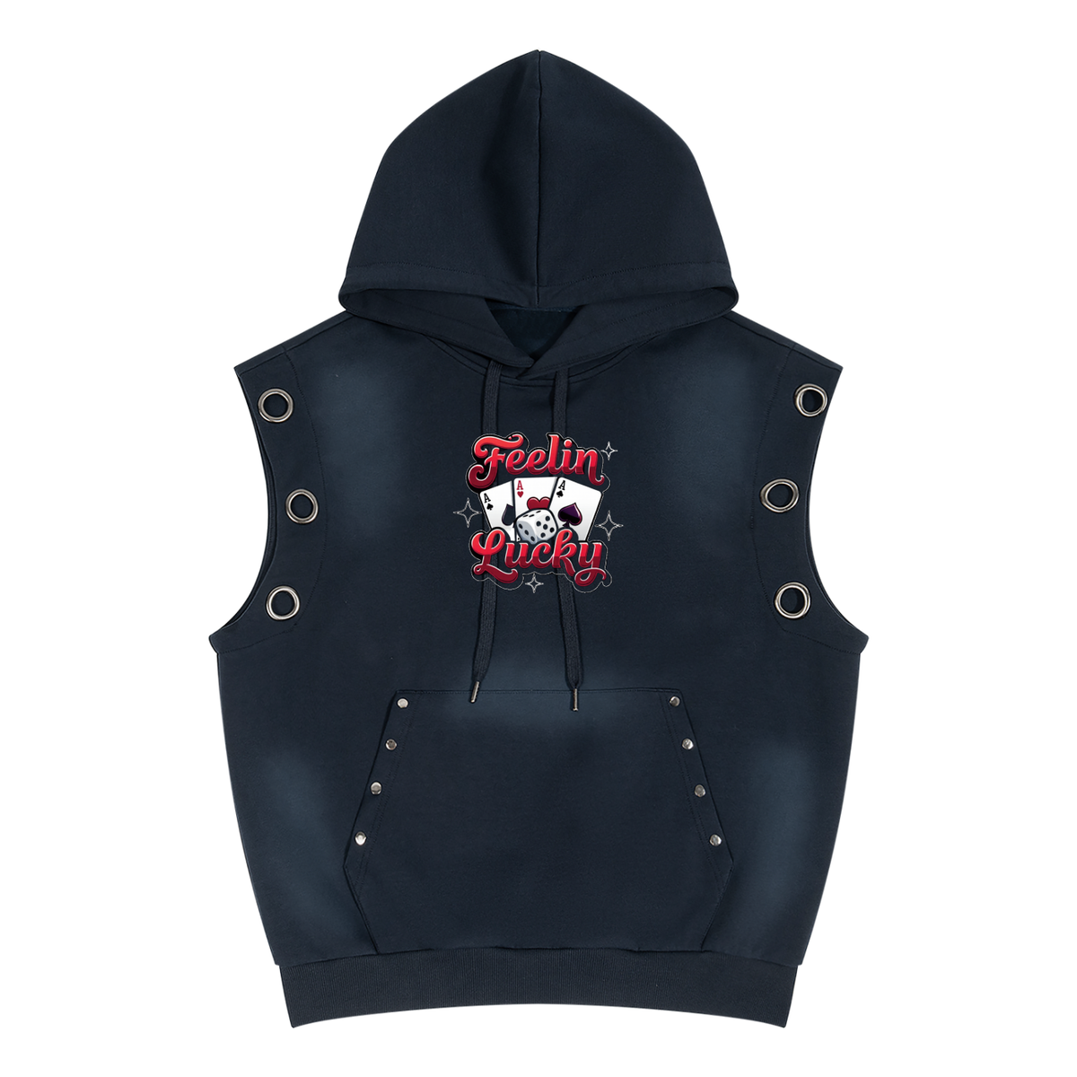 Ace of Spades Unisex Vintage Wash Sun Fade Sleeveless Hoodie
