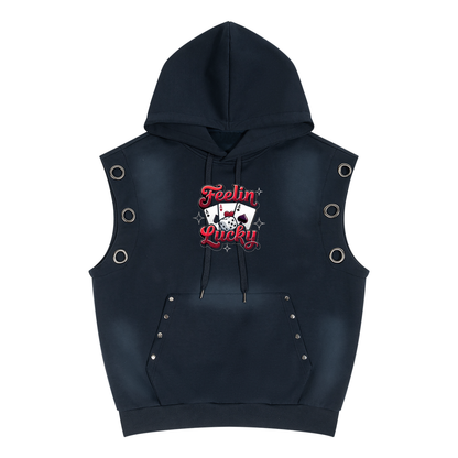 Ace of Spades Unisex Vintage Wash Sun Fade Sleeveless Hoodie