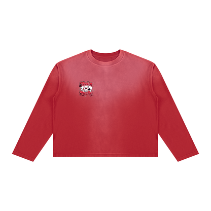 Feeling Lucky Unisex Sunfade Boxy Long Sleeve T-Shirt