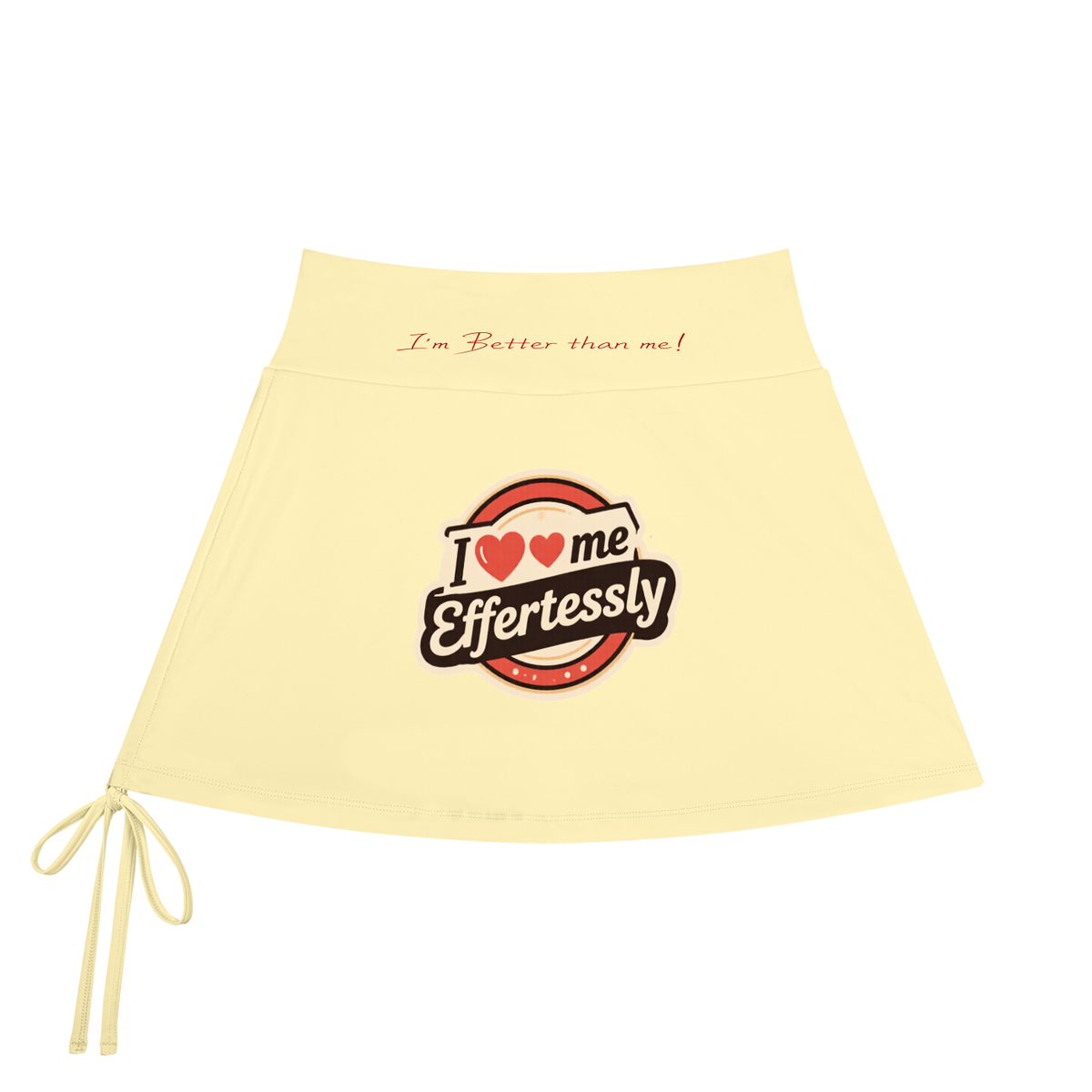 Love Yourself 1st Effertlessly Women's Drawstring 1 Line Yoga Skirt