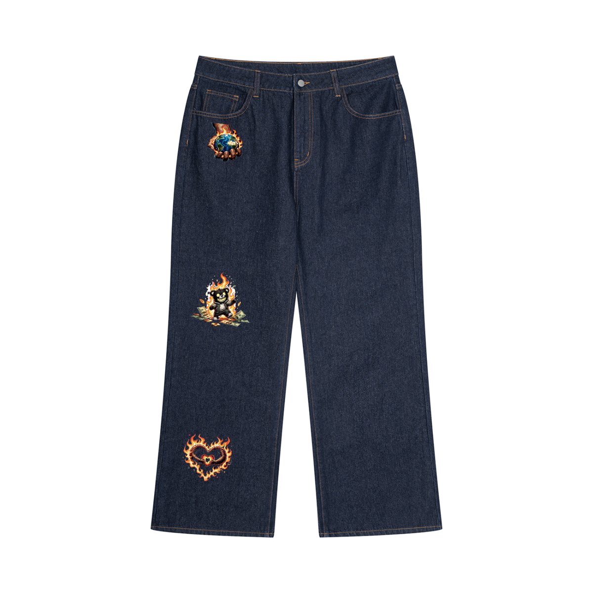 Cool Men's Vintage Wash Denim Jeans