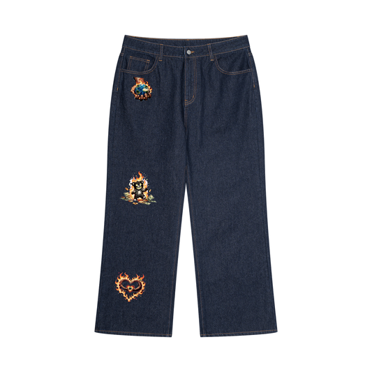Cool Men's Vintage Wash Denim Jeans