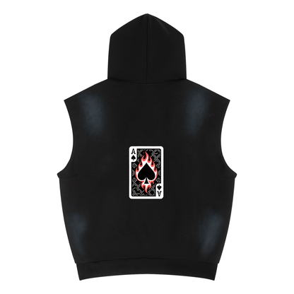 Ace of Spades Unisex Vintage Wash Sun Fade Sleeveless Hoodie