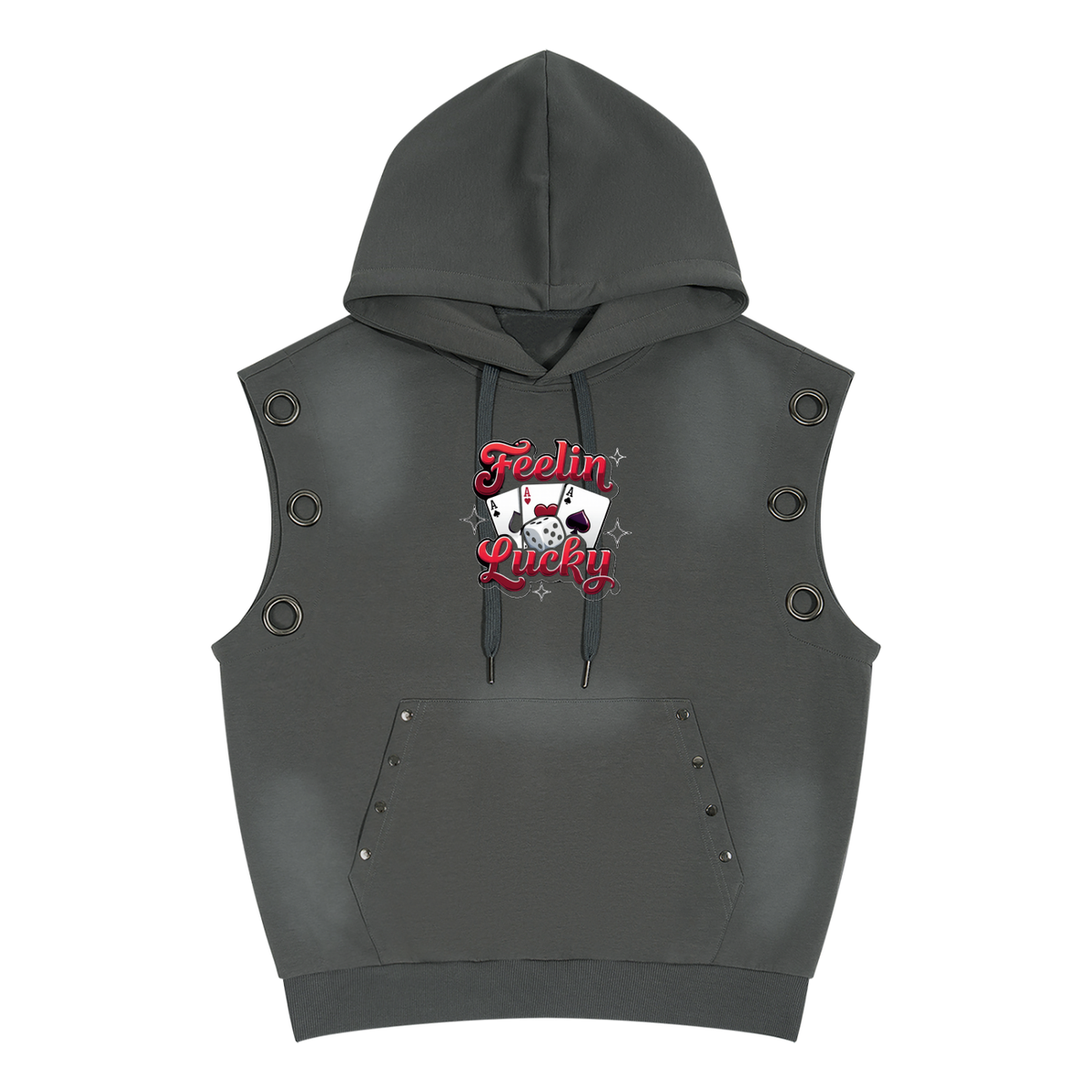 Ace of Spades Unisex Vintage Wash Sun Fade Sleeveless Hoodie