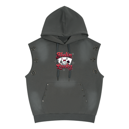 Ace of Spades Unisex Vintage Wash Sun Fade Sleeveless Hoodie