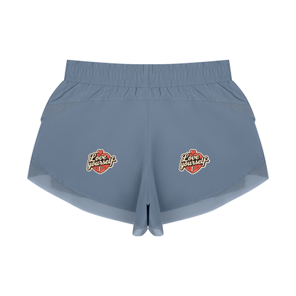Love yourself 1st only the truth lives here Women's Paneled Yoga Shorts