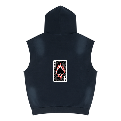 Ace of Spades Unisex Vintage Wash Sun Fade Sleeveless Hoodie